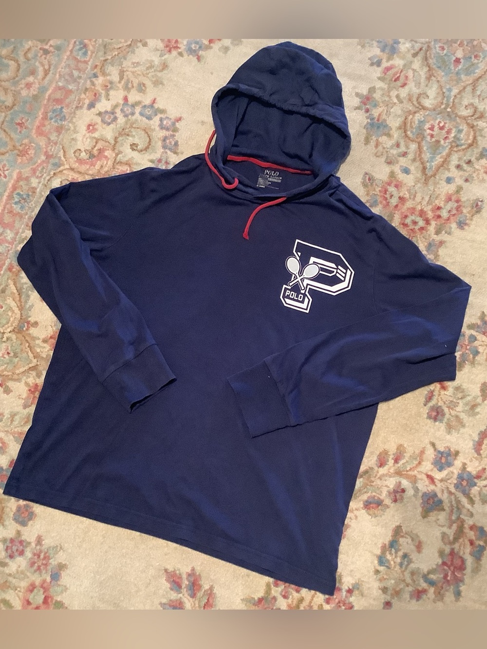 Polo by Ralph Lauren Navy US Open Hoodie with Red Drawstring Sz Medium
